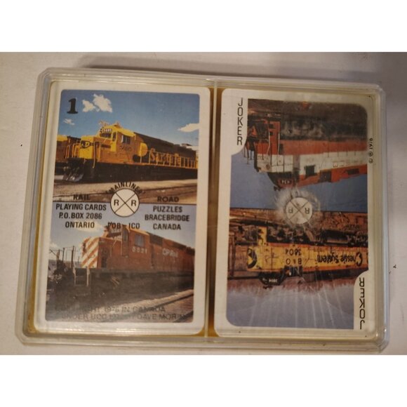 NOS Railroad Mainliner Train Playing Cards 2 Decks, Sealed In Plastic Container - Picture 1 of 2